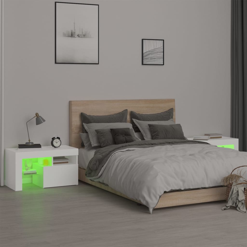 Vidaxl Szafki Z Oświetleniem Led, 2 Szt., Białe, 70X36,5X40 Cm