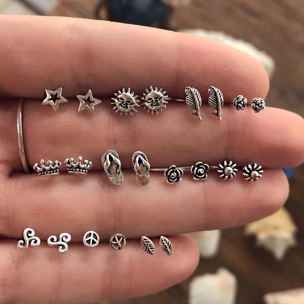 

Винтажные круглые серьги-гвоздики для женщин, очаровательные серьги в богемном стиле, вечерние украшения серебряный