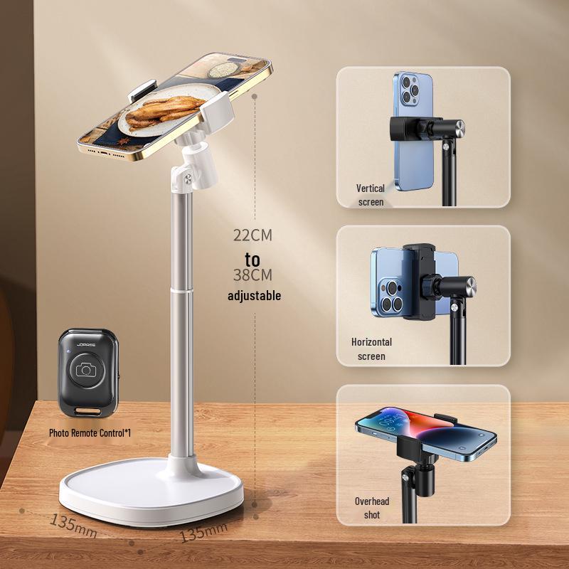 Soporte para teléfono móvil 2025: Soporte de Escritorio para Transmisión en Vivo y Selfies Cenitales, Uso Universal para TikTok y Videos.