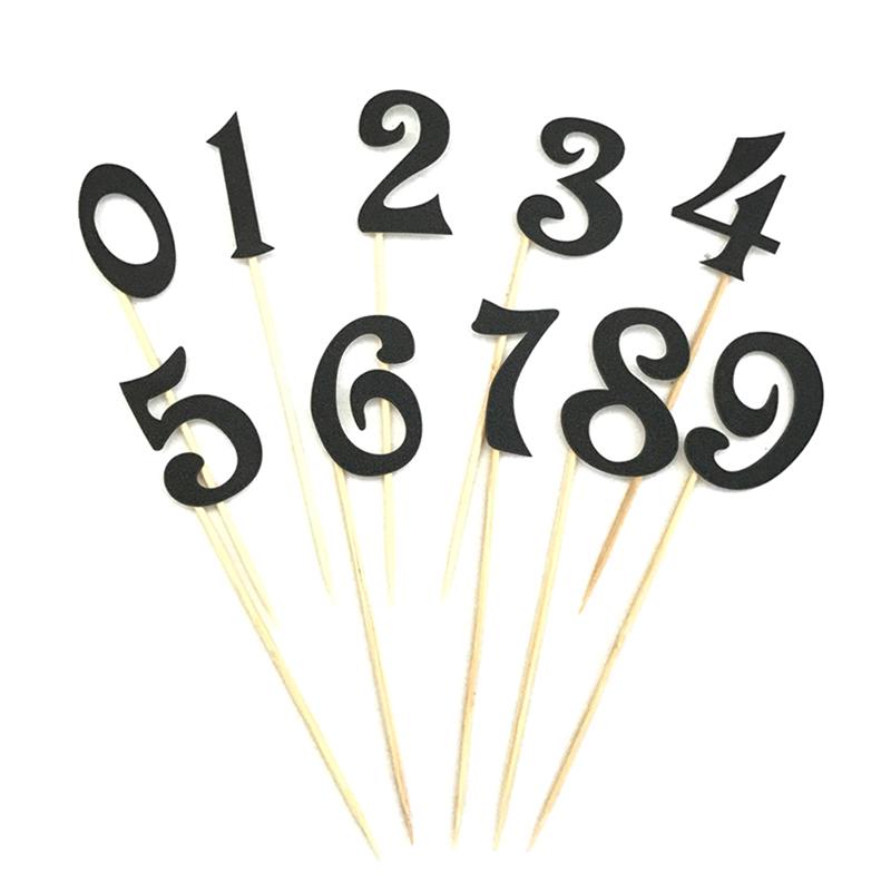 10Pcs Digital Cake Topper Number Cupcake Toppers Birthday Party Decor Supplies