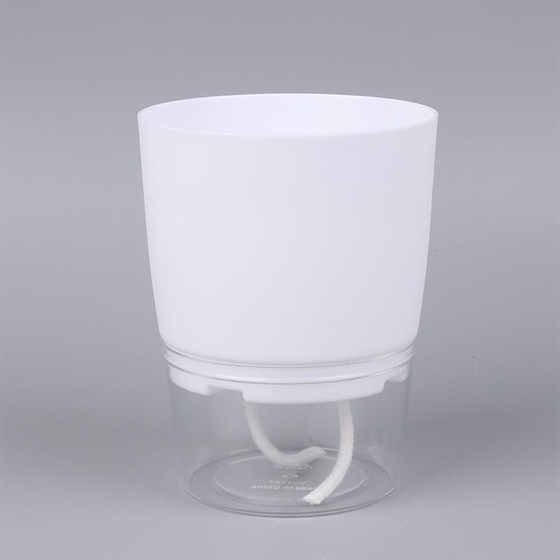 

Двухслойные самополивающиеся горшки для растений, ленивый гидропонный водопоглощающий цветочный горшок, цветочный горшок для суккулентов, садовый горшок L белый