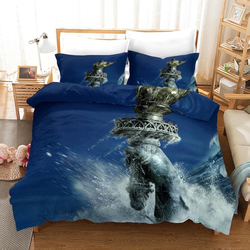 Doomsday Duvet Cover Statue of Liberty Eiffel Tower Bedding Set Polyester World Disaster Theme Comforter Cover for Boy Teen King
