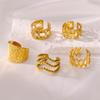 Vintage Stainless Steel Ring for Women Gold Color Wide Open Finger Rings Female Aesthetic Jewelry Accessories Gift Anillos Mujer