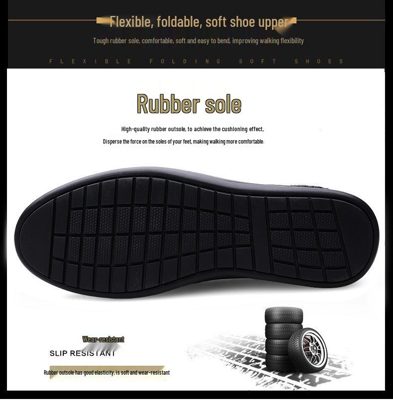 Men's Cross-Season Breathable Leather Casual Shoes - Perforated Cowhide for Middle-Aged Dads, Available in Large Sizes.