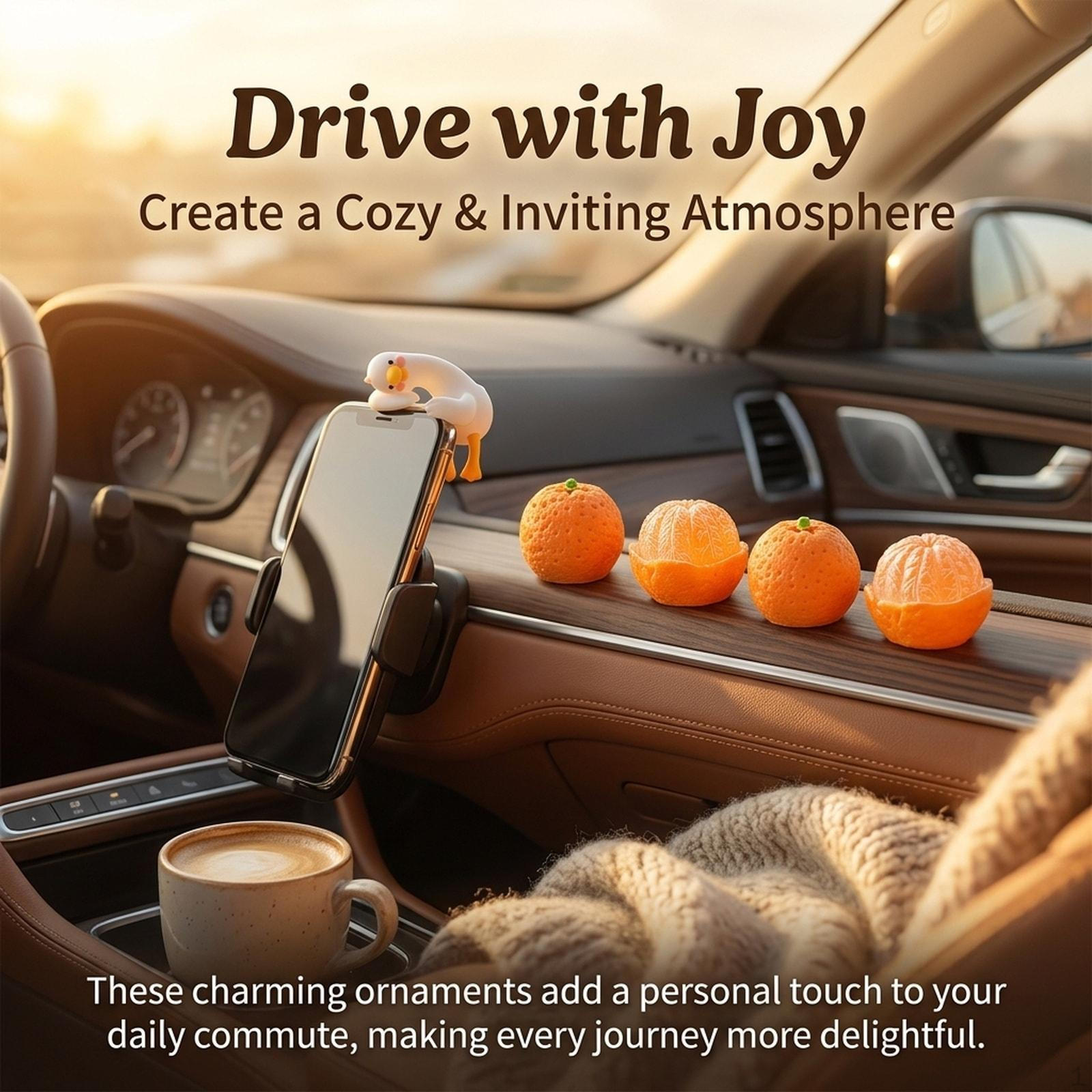 

5 Car Dashboard Decorations in The Shape of Fruits, Restaurant Figurines And Center Console Orange