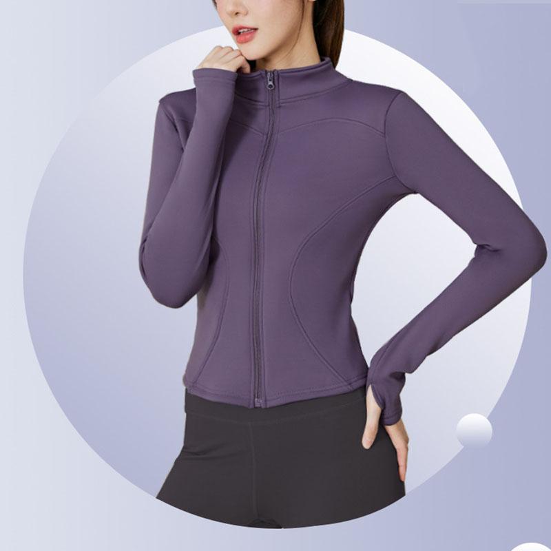 Winter High Elastic Peach Yoga Jackets Solid Clothes Long Sleeve Fleece Thick Yoga Jacket Women Zipper Fitness Yoga Coat