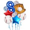 9pcs Baseball Themed Aluminum Foil Balloon Set 32inch Digital Pentagram Glitter Ball Children's Birthday Party Decoration