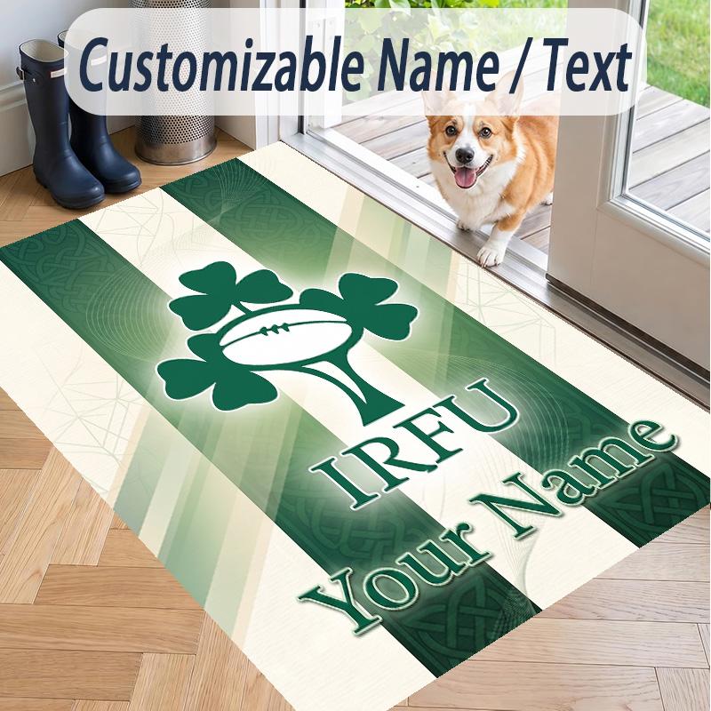 Custom Text Printed Rug Ireland Rugby Non Slip Floor Carpet For Home Room Decor