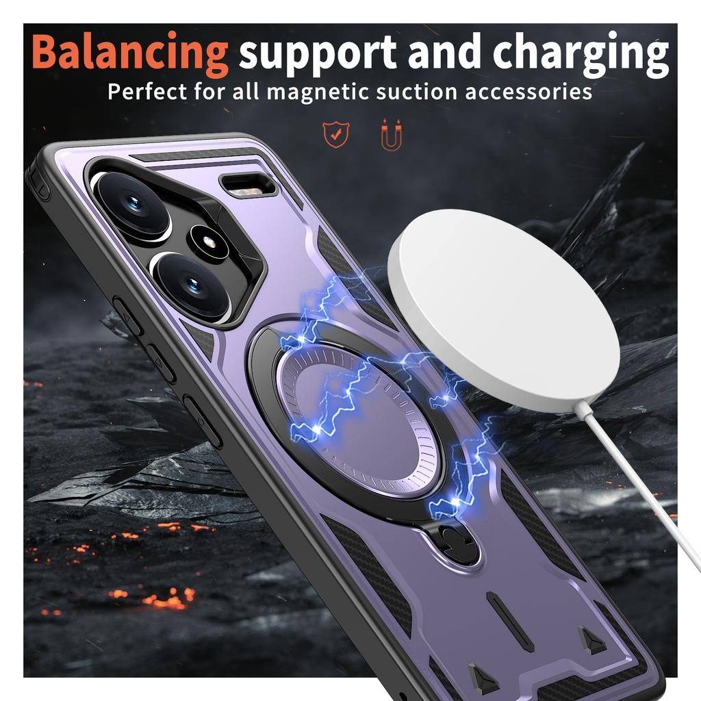 For Xiaomi Redmi Note 13 Pro+ 5G Deksel Kompatibelt med MagSafe Militær Beskyttelse PC+TPU Støtteben Telefondeksel