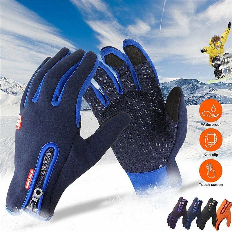 Vielseitige schwarze wasserdichte und winddichte Touchscreen-Handschuhe für Outdoor-Sportarten