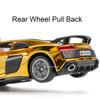 1:32 R8V10 RS6 Sports Car Toy Model Alloy Body Rubber Tires Models Sound Light Pull Back Supercar Collection Gifts for Children