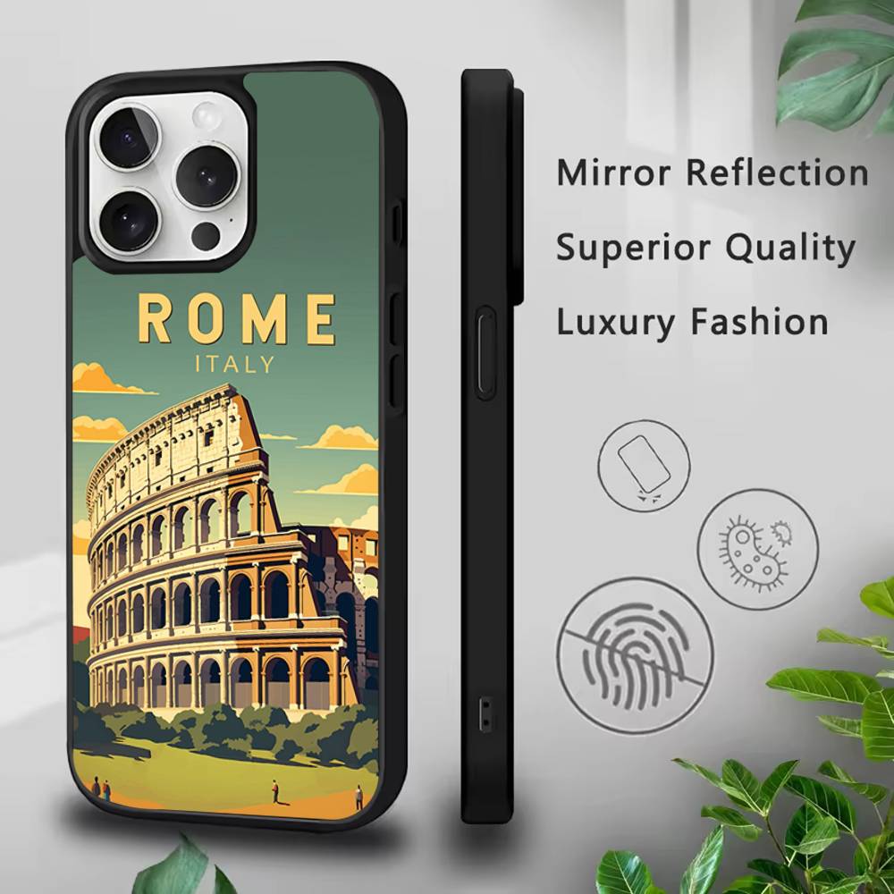 

Italy Rome City Travel Phone Case For IPhone 17,16,15,Pro,Max,Air,14,Plus,13,12,11 Magesafe Wireless Charge Cover iPhone16pro
