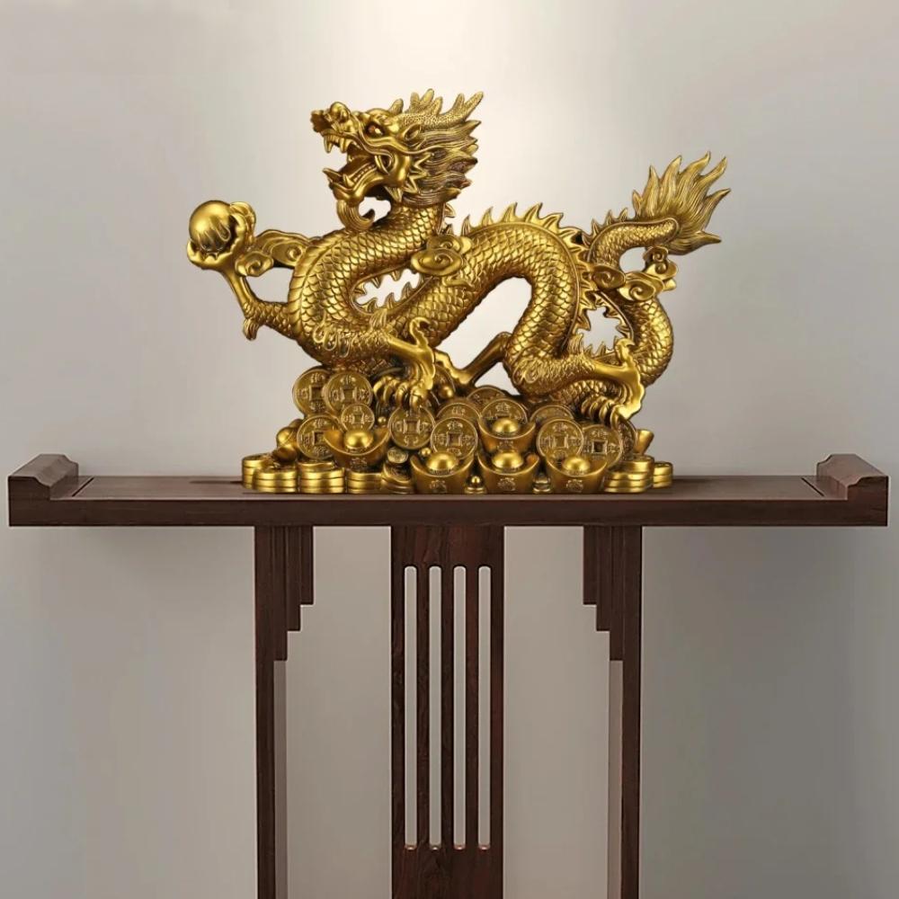 Feng Shui Bring Wealth Money Dragon Statue Wealth Handcrafted Zodiac Mascot Home Decor Office Entryway Decor Chinese Culture