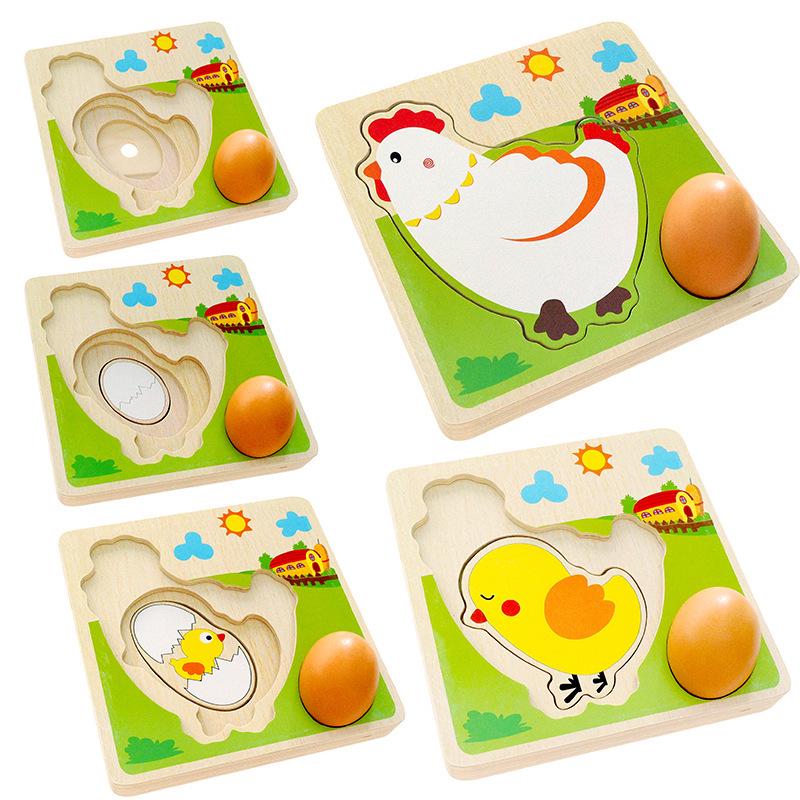 

Weiwihu Montessori Wooden Chicken Growth Puzzle for Ages 3-7
