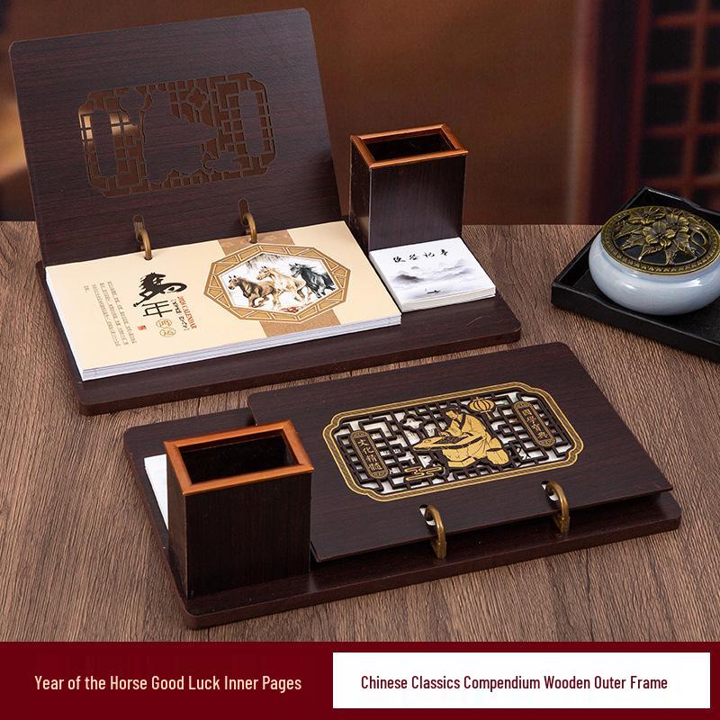 2026 Chinese Wooden Weekly Desk Calendar: Year of the Horse Creative Ornament Gift Set