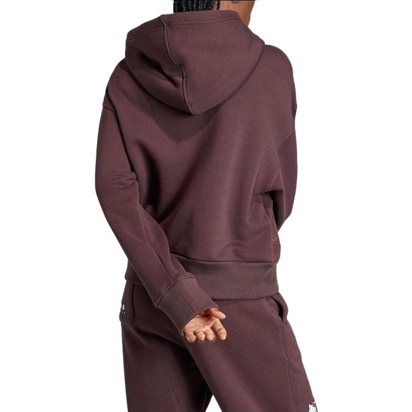 adidas Felpa con cappuccio e coulisse tinta unita ricamata Originals Top da donna Marrone IJ8275