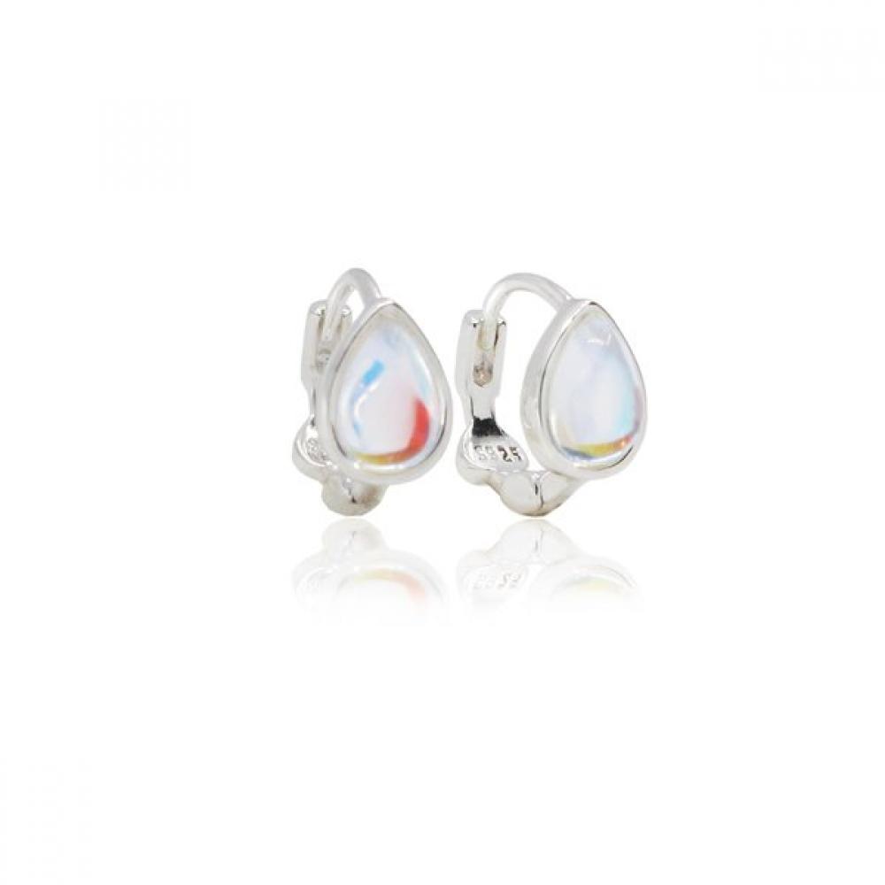 

Rookiestar Опал Крапля Серце Гострий Кінець Срібні Сережки-Кліпси One Touch R2rres004 Pink gold (PG)