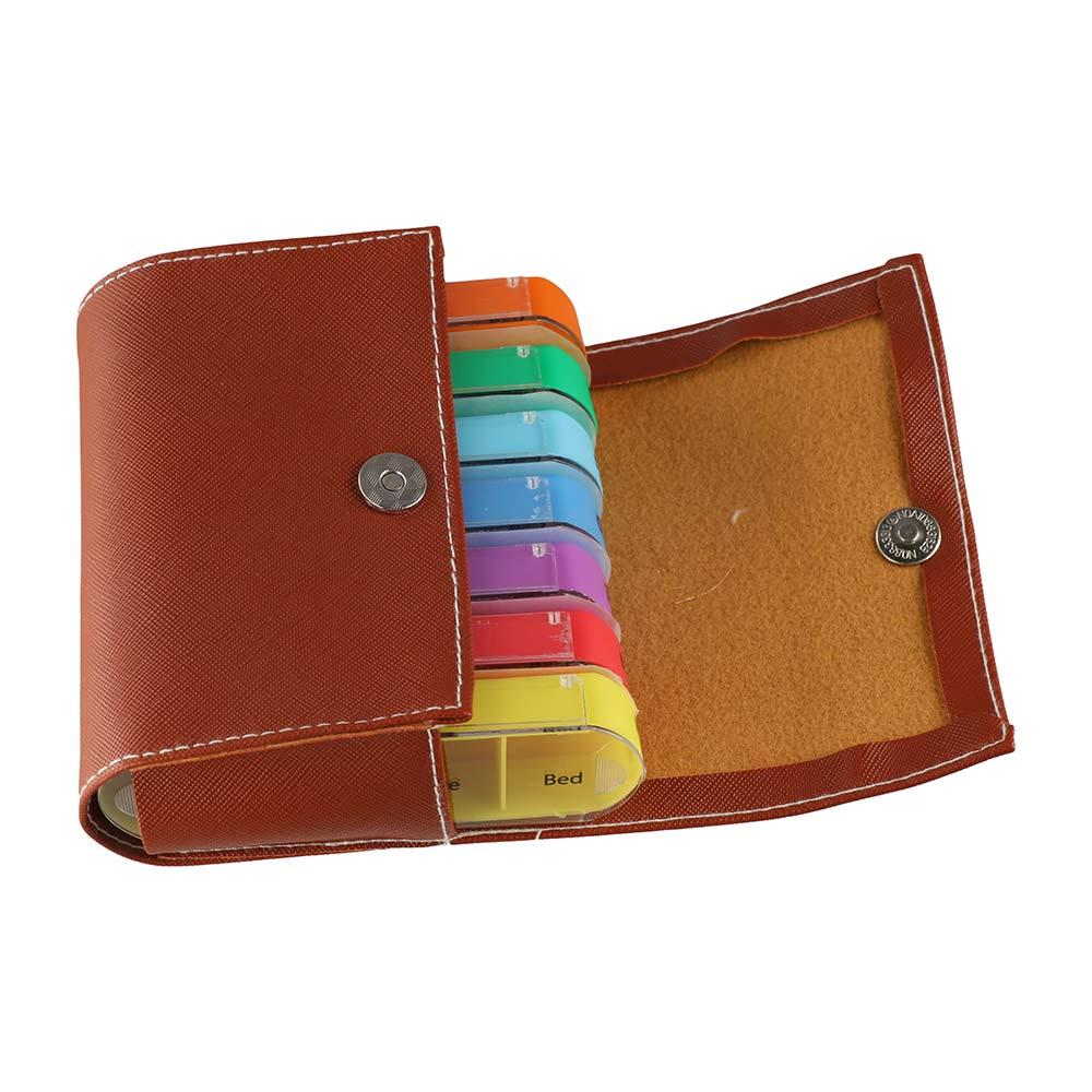 Week Mark 7-Day Pill Organizer PU Carrying Case Daily Pill Box Weekly Pill Organizer Box Travel