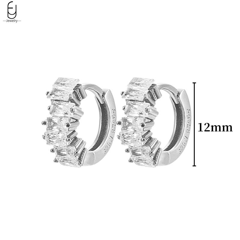 925 Silver Ear Buckles Fashion Hoop Earrings White Crystal Luxury Women's Earrings Wedding Women's Jewelry Premium Gift
