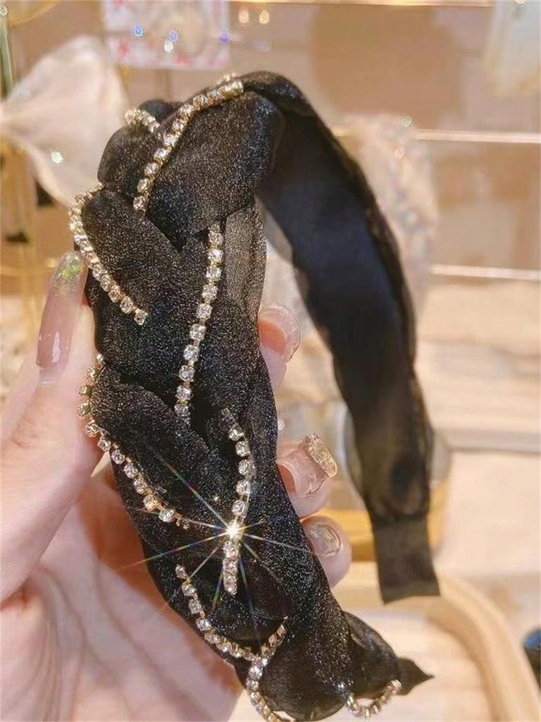 1 neue Organza-Flechte rutschfeste Außendruck-Haarnadel Temperament hohe Schädeldecke breiter Rand Nashorn-Stirnband für Frauen