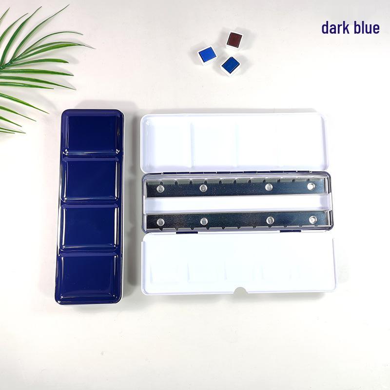 24-Color Tinplate Watercolor Paint Box with Card and Brush Holder