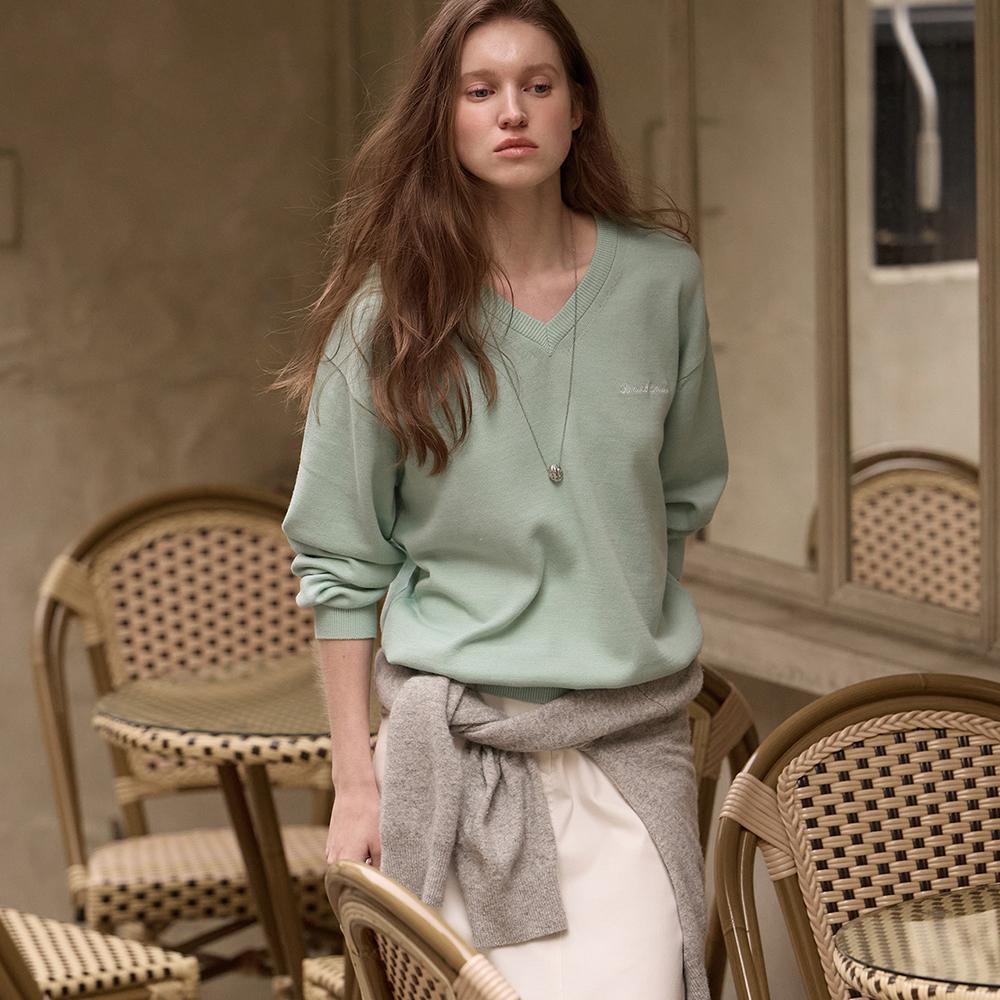 B Muse Mansion Bemuse V-Neck Knit - Mint Mint/Free