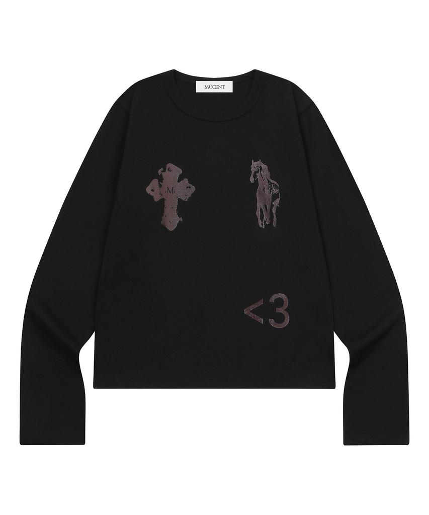 MUCENT Antique Cross Pony Long Sleeve Tee (2 Colors)
