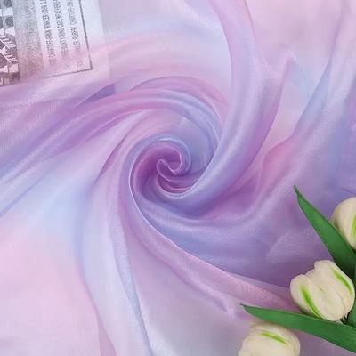 Gradient Organza Fabric Pearlescent By The Meter for Clothes Hanfu Skirt Curtains Sewing Decorate Cloth Soft Smooth Blue Yellow