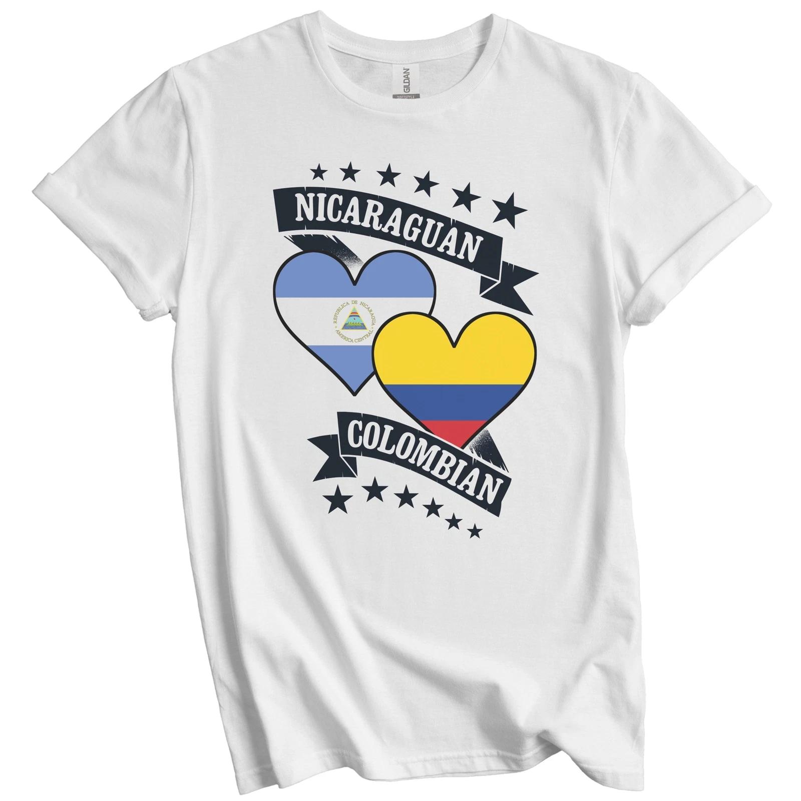 Nicaraguan Colombian Heart Flags Nicaragua Colombia T-Shirt XL