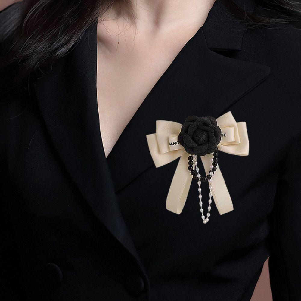 Scarf Decorative Camellia Brooch Bowknot Sweater Pin Luxury Flower Brooch  Clothes Accessories