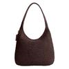 Coach Brown Woven Large Hobo Shoulder Bag with Embossed Logo for Daily Use