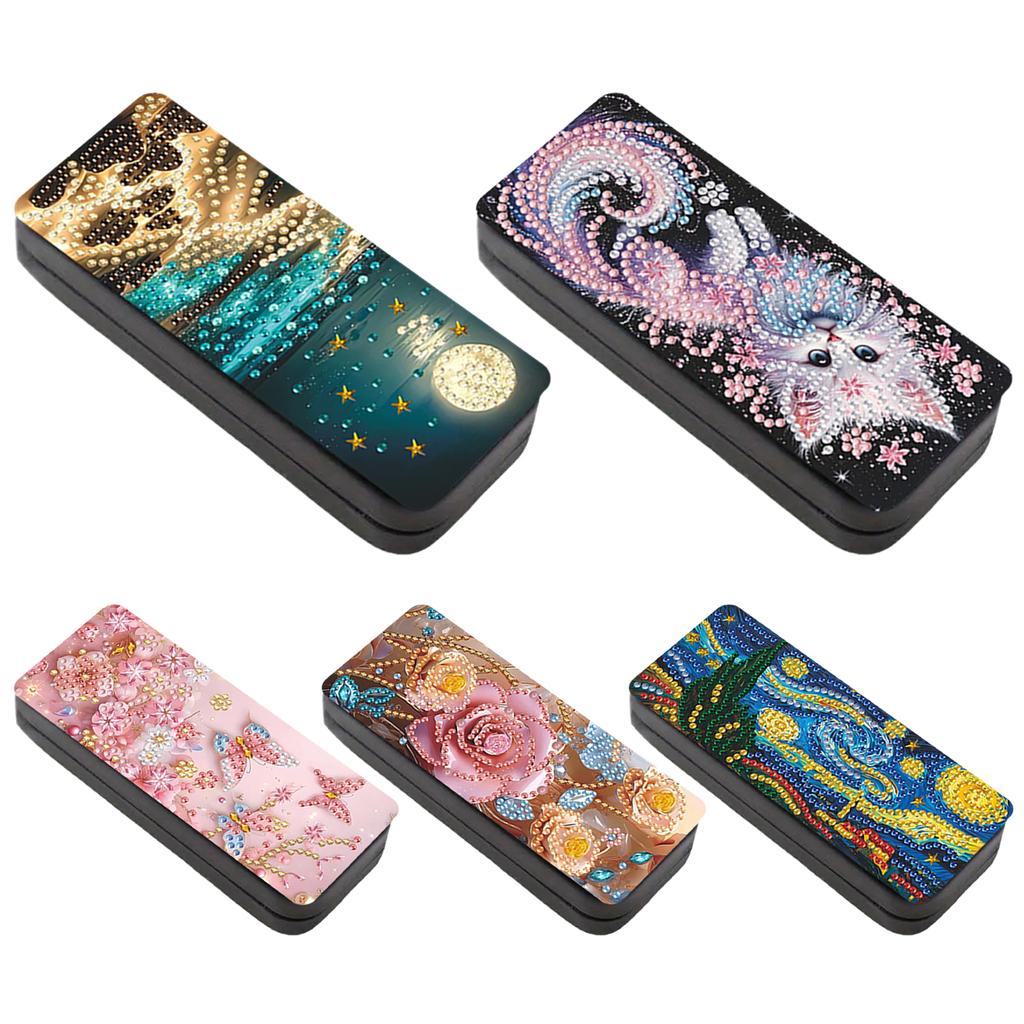 PU 5D Diamond Painting Sunglass Case Special Shape Diamond Painting Hyperopia Glasses Box Art Crafts for Glasses Storage