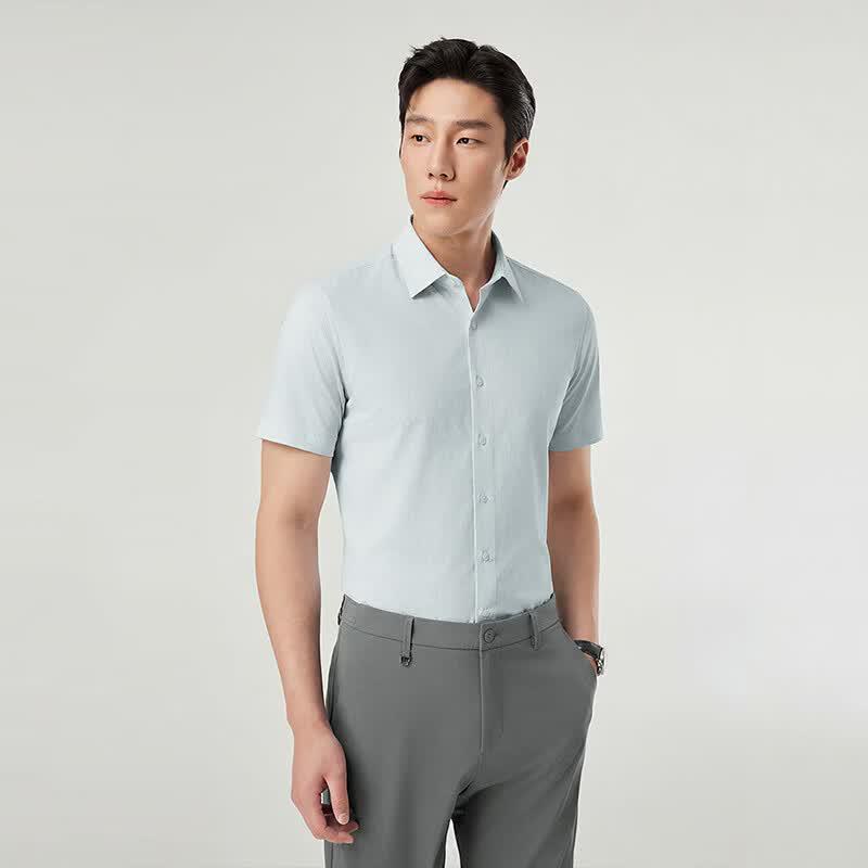 YOUNGOR Men's Wrinkle-Resistant Short-Sleeve Shirt