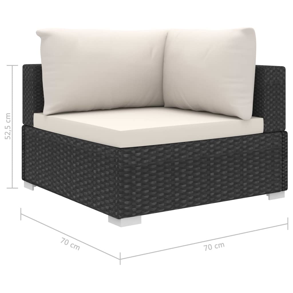 8 Piece Garden Lounge Set with Cushions Poly Rattan Black