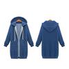 Women Sweatshirt Coat Hooded Adjustable Drawstring Long Sleeve Coat with Pockets