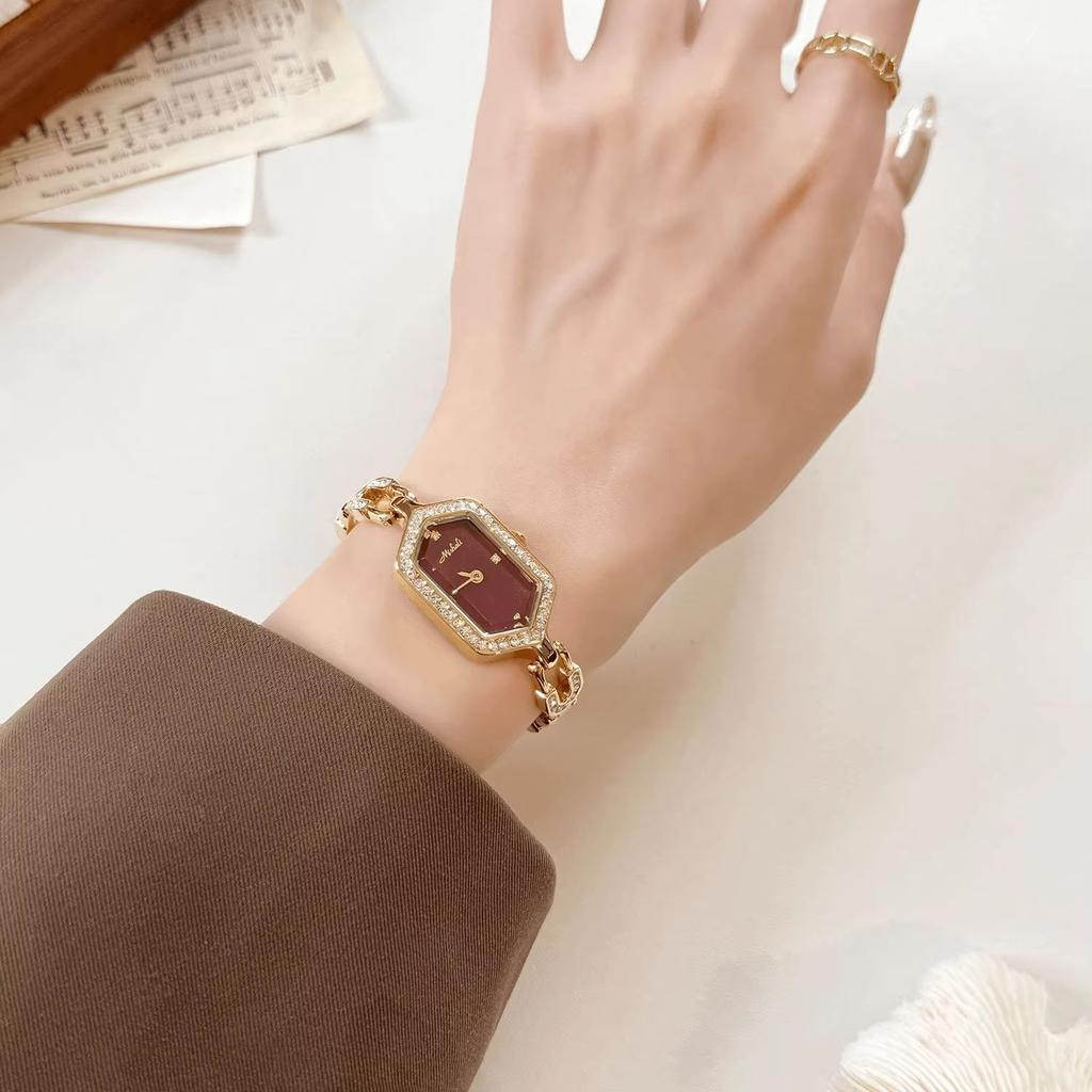 Luxury Women Watch Hexagonal Dial U-shaped Link Bracelet Wristwatch Quartz Elegant Vintage Ladies Dress Watches Party Gift
