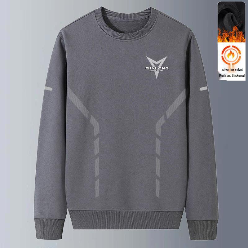 Men's Casual Velvet Hoodie - Winter Loose Fit, Round Neck, Long Sleeve Pullover In Black, White, Gray.