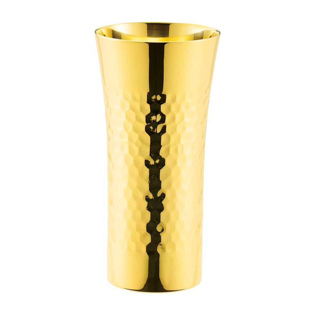 Hashimoto Metal Stainless Steel Hammered Tumbler 350cc 24K Gold Plated Inside and Outside HK-9