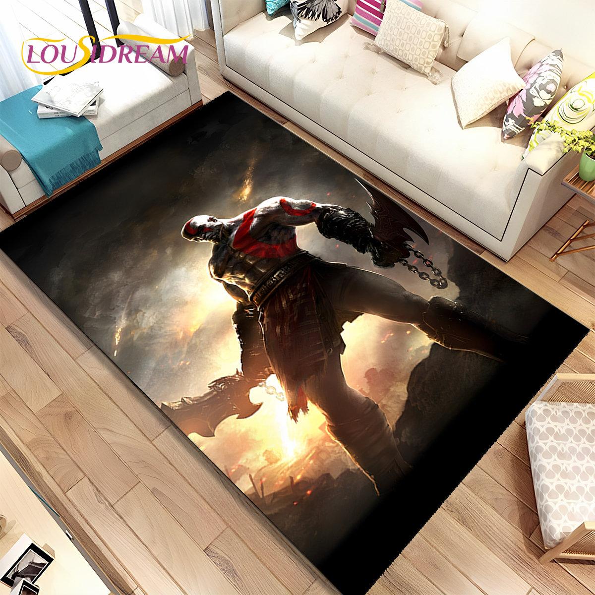

God of War Game Gamers Kratos Area Rug,Carpet Rug for Living Room Bedroom Sofa Doormat Decoration, Kids Play Non-slip Floor Mat 40x60cm(15x23in)