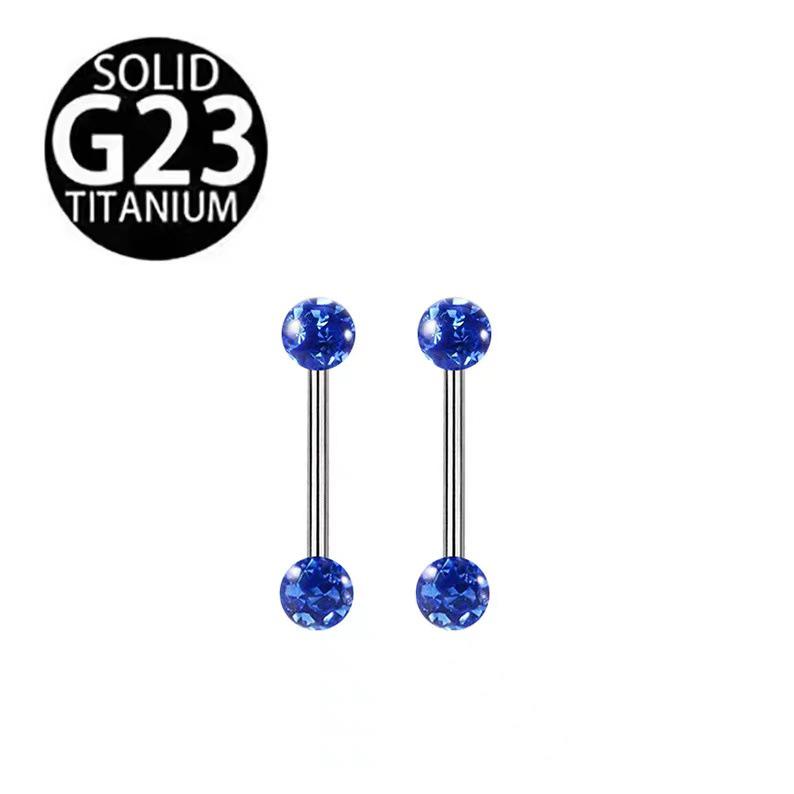 Titanium Shamballa Diamond Ball Tongue Stud with Polymer Clay Diamond Inlay - 14G Body Piercing Jewelry