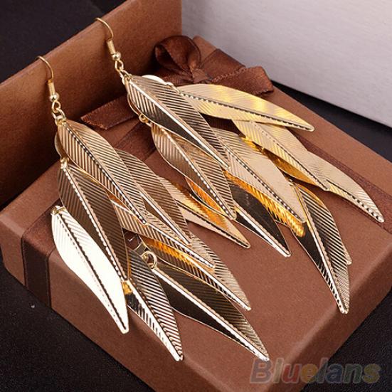 Dámské lineární náušnice v retro barokním stylu s vrstvenými listy