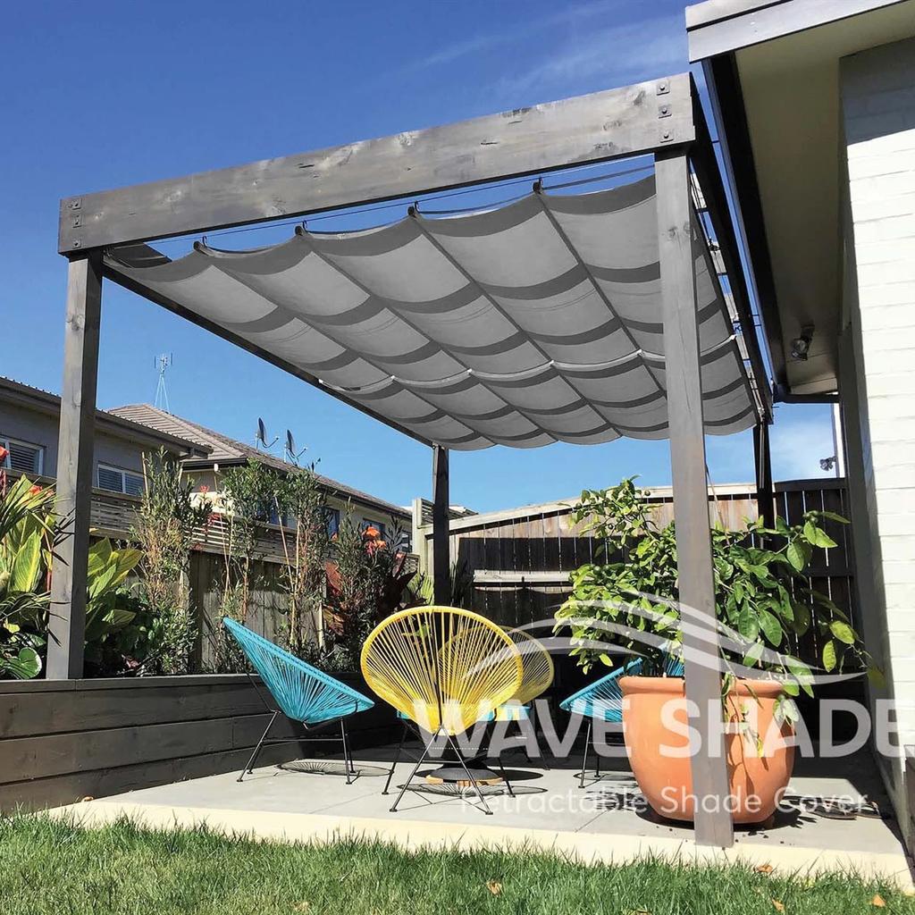 Grey Waterproof Telescopic Sunshade Net Garden Gazebo Canopy Pergola Sun Shelter Polyester Fabric Sunshade Sail Outdoor Awning