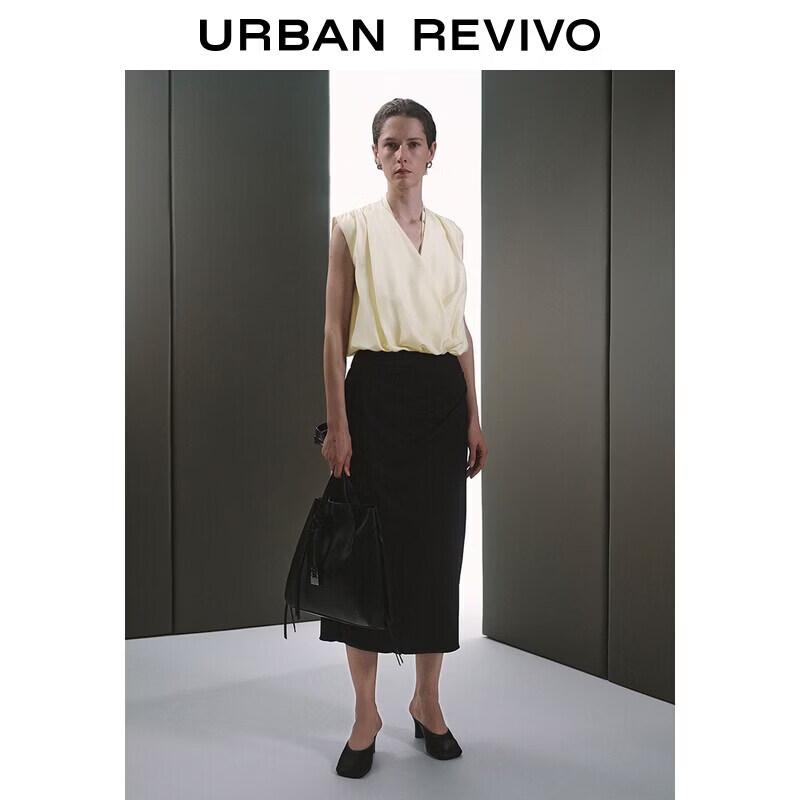UR Urban Collection Women's Silk V-Neck Ruched Blouse