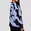 IHUASU Women's Clashing O-Neck Large Size Sweater Autumn and Winter Loose Trend Cross Border Knit Top