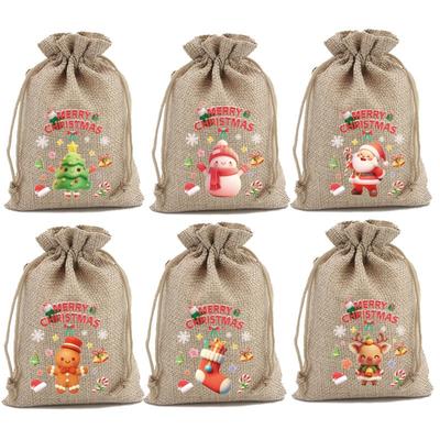 Petit Sac en Tissu de Noël Sac Cadeau, Ensemble en Lin de Noël, Sac Cadeau Compte à Rebours Bonbons Biscuits Vente Chaude.