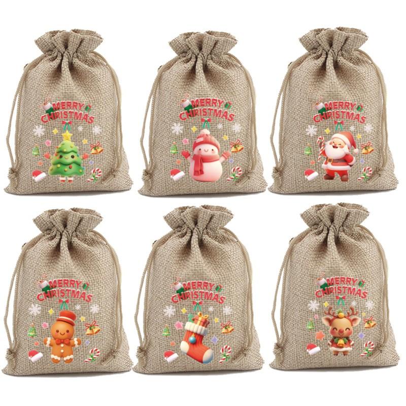 Christmas Small Cloth Bag Gift Bag, Christmas Linen Set, Hot-selling Countdown Candy Cookie Gift Bag.