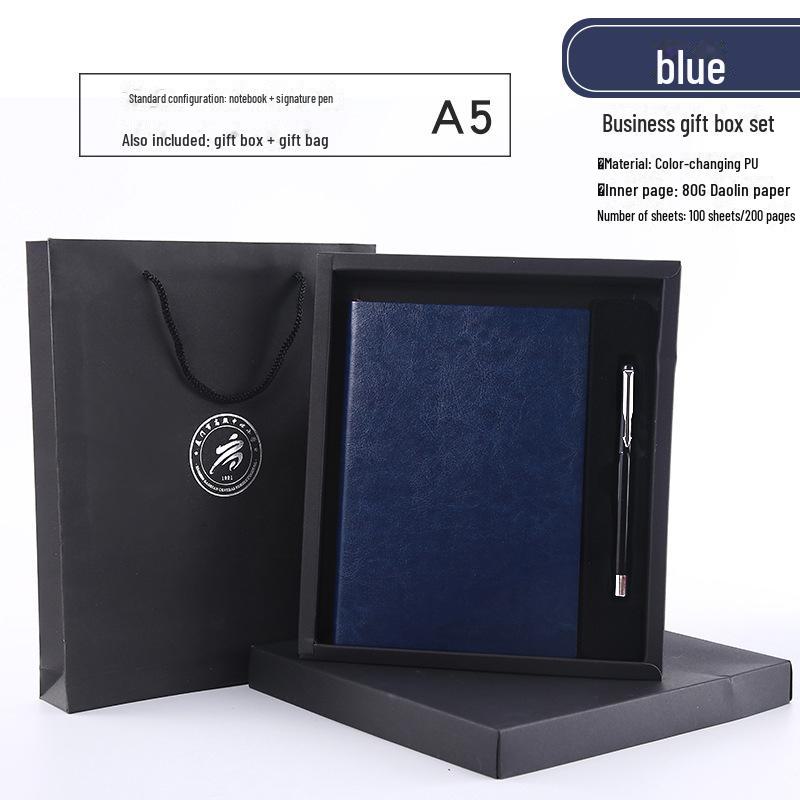 Premium Business Leather Notebook Gift Set with Custom Logo, A5/B5 Sizes, Thick Conference Notepad