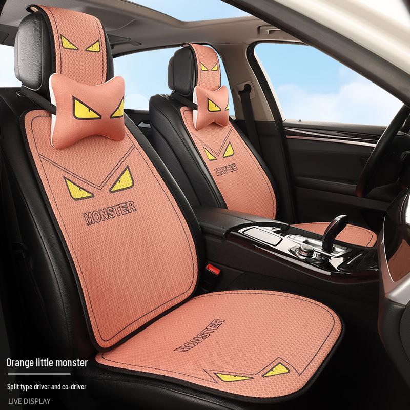 Universal Cartoon Linen Car Seat Cushion - Warm, Stylish, Four Seasons Comfort