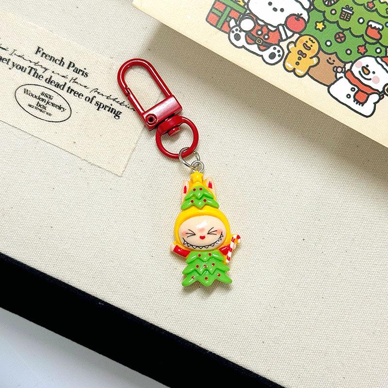 Niedlicher Weihnachts-Labubu-Cartoon-Schlüsselanhänger - Studentenrucksack-Accessoire & Bestie-Geschenk