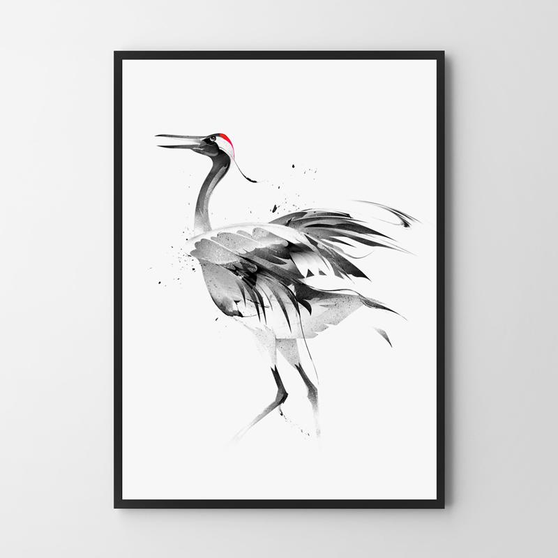 Poster Bird Heron Abstraction